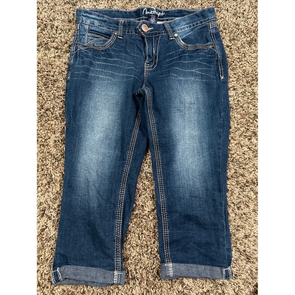 Amethyst Jeans Womens Size 7 Dark Wash Capri Cropped Denim Jeans 30x17 Western